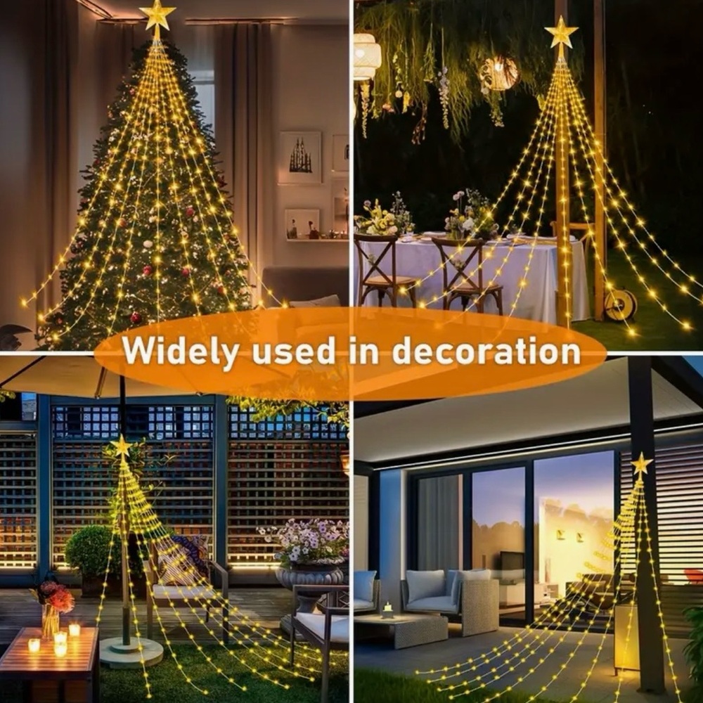 Gold Starfall Christmas String Lights
